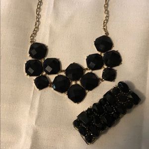 Black Statement necklace with bracelet
